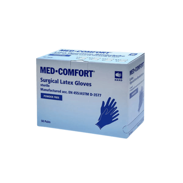 Guante látex quirúrgico Med Comfort 280 mm – caja 50 pares (100 ud) sin polvo