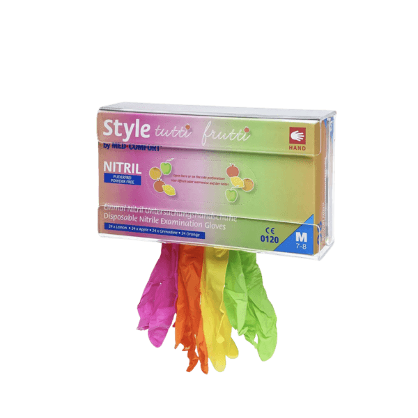 Guante nitrilo Tutti Frutti sin polvo multicolor – 96 ud