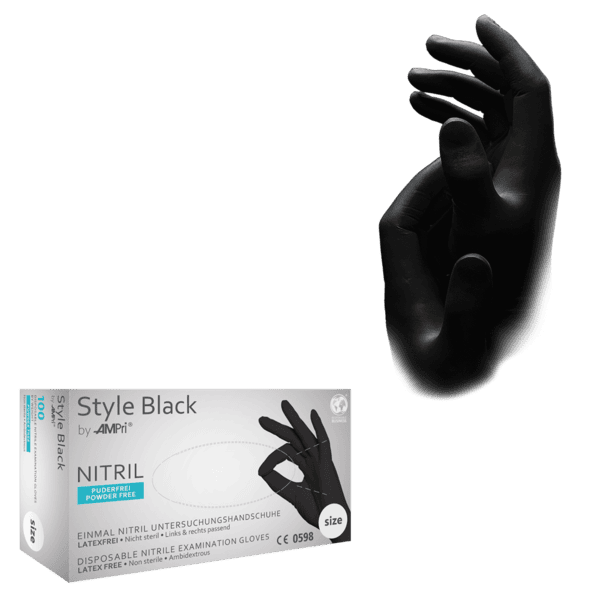 Guante nitrilo negro Style Black – 100 ud – AQL 1,5 | EPI cat. III PS clase I
