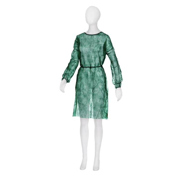 Bata protectora hospitalaria color verde – pack 10 ud – puño elástico