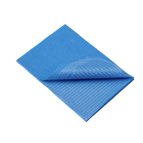 Baberos de PE impermeables 330×450 mm azul – caja 500 ud