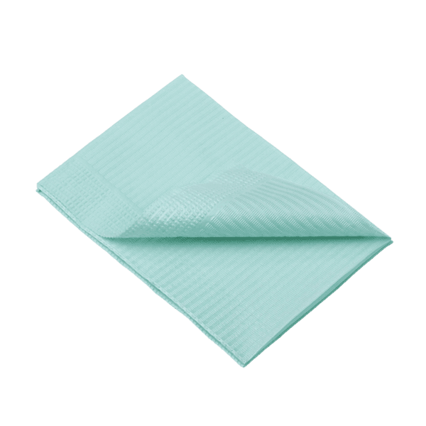 Babero PE turquesa | 330 x 450 mm | caja 500 ud (4 bolsas de 125)