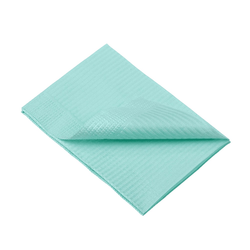 Babero desechable de PE verde, 33 x 45 cm