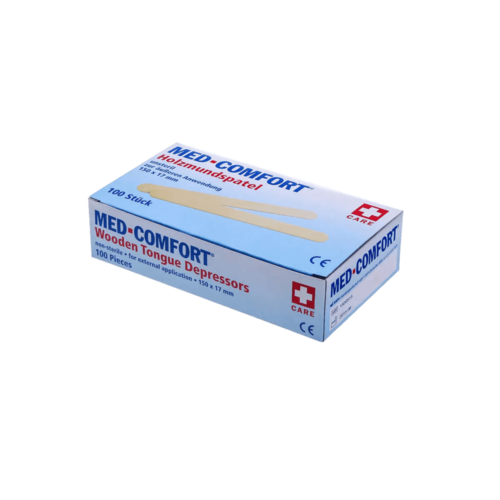 Depresor lingual madera Med-Comfort 150x17x1,6 mm – pack 100 uds