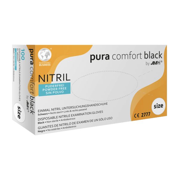 Pack Ahorro – Guantes de nitrilo Pura Comfort negro (10 cajas) | EPI Cat. III