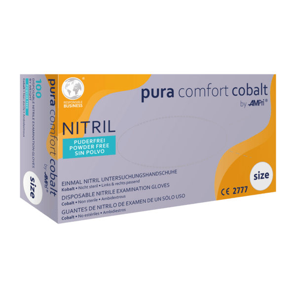 Guante nitrilo Pura Comfort azul cobalto – 100 ud | EPI cat. III PS clase I