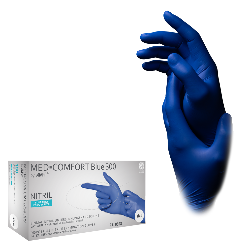 Guantes nitrilo largos azul Med-Comfort – caja 100 ud
