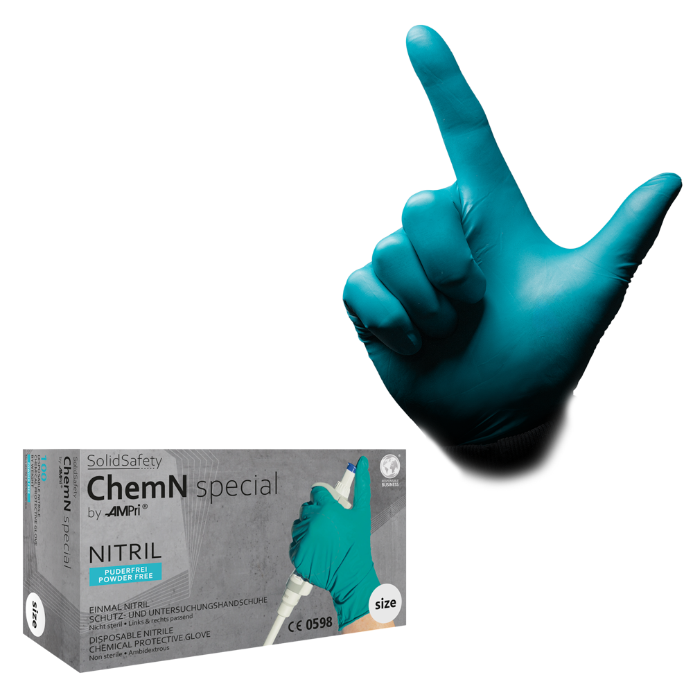 Guantes nitrilo verde Solidsafe – caja 100 ud