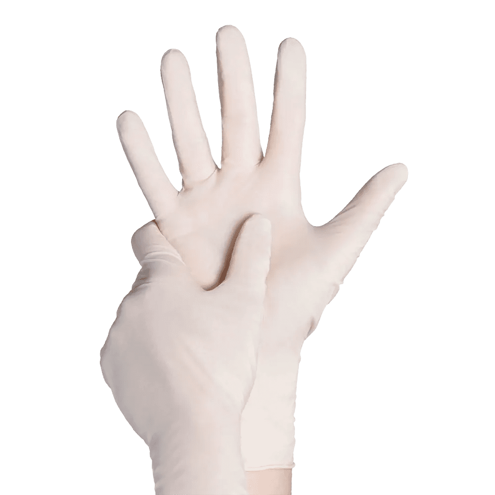 Guantes de látex Basic-Plus en ambas manos, palma abierta