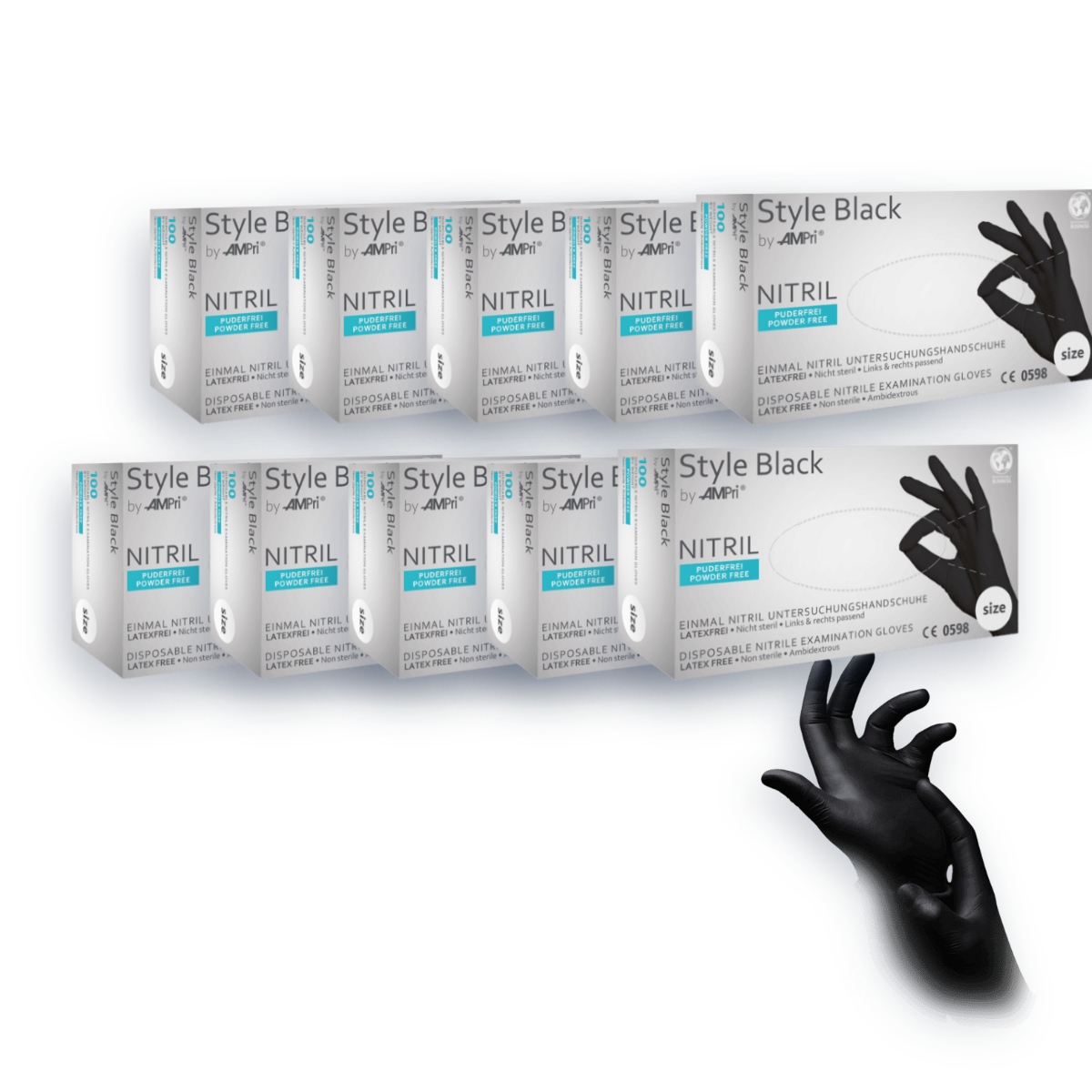 Pack Ahorro – Guantes de nitrilo negro Style Black (10 cajas) | EPI Cat. III