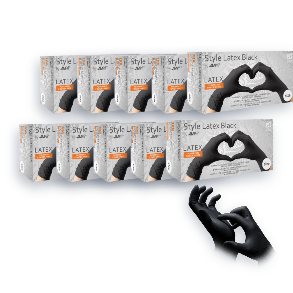 Pack Ahorro – Guantes de látex Style Latex negros sin polvo (10 cajas)