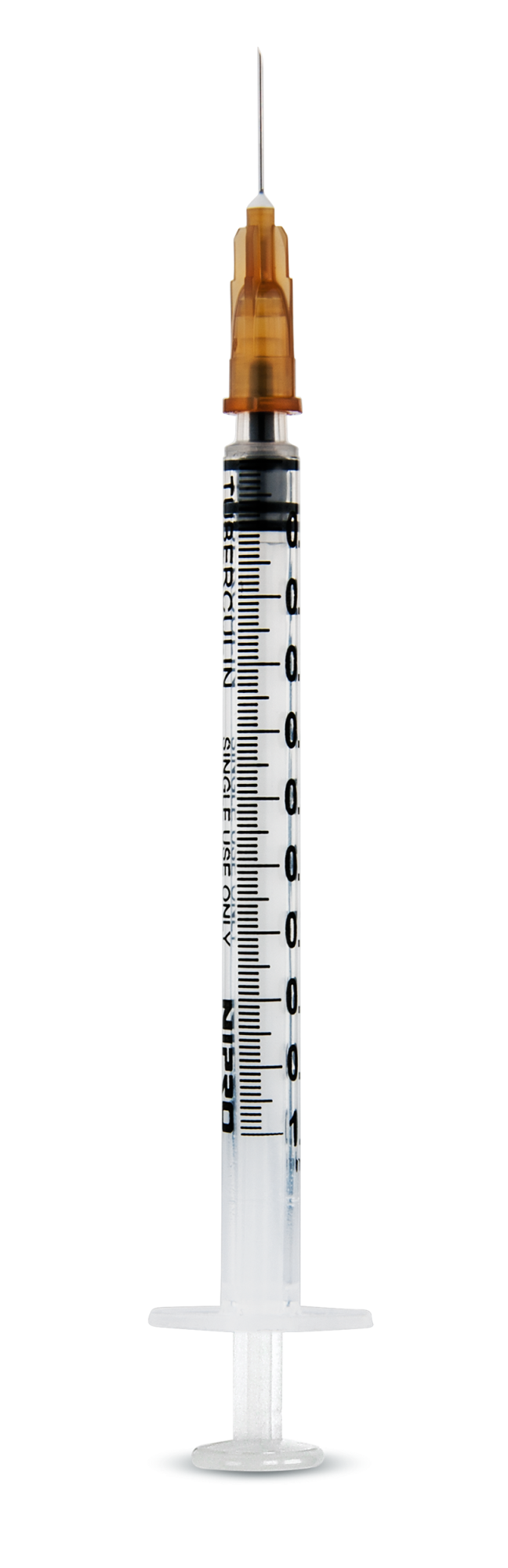 Jeringa Nipro de tuberculina de 1 ml, 3 cuerpos, con aguja desmontable de 25G x 16 mm y cono naranja